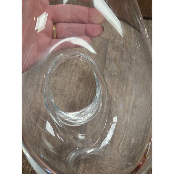 Polish Clear Glass Doughnut Donut Hole Pitcher Decanter Hand Blown Poland - Picture 5 of 10